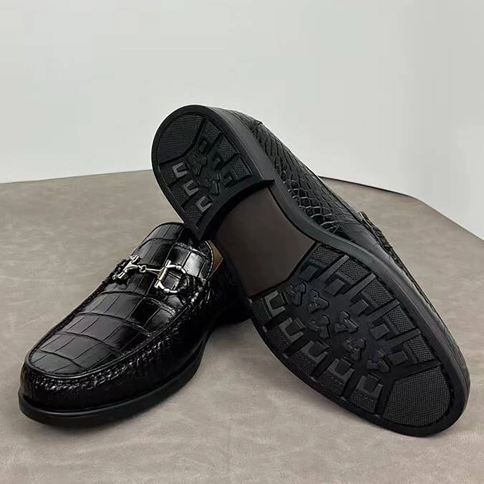 Chunky Platform Loafers Genuine Alligator Skin Loafers  Premium Handmade Bit Dress Shoes for Men