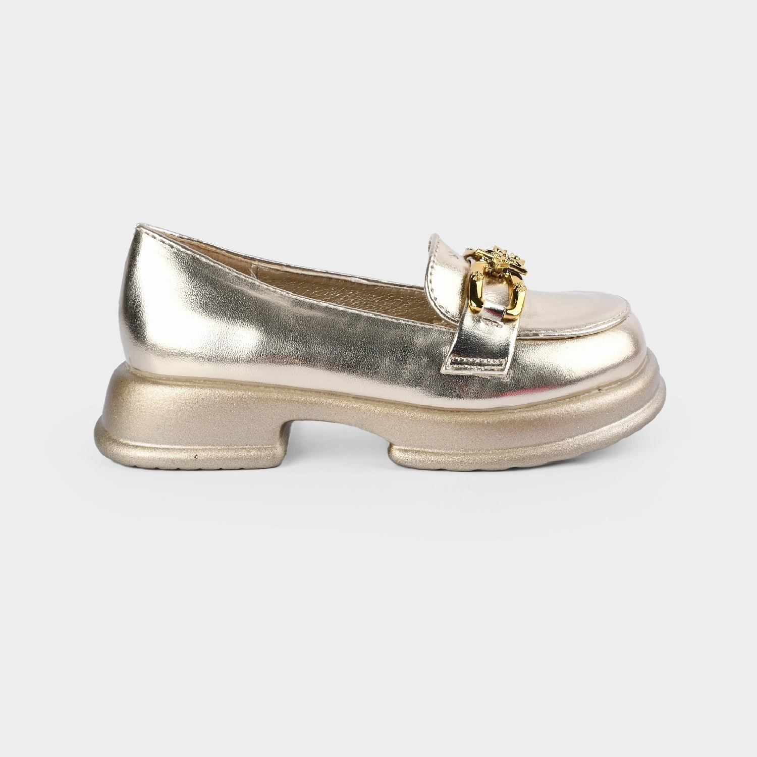 Girls Loafer 703-2-Golden Loafers Print