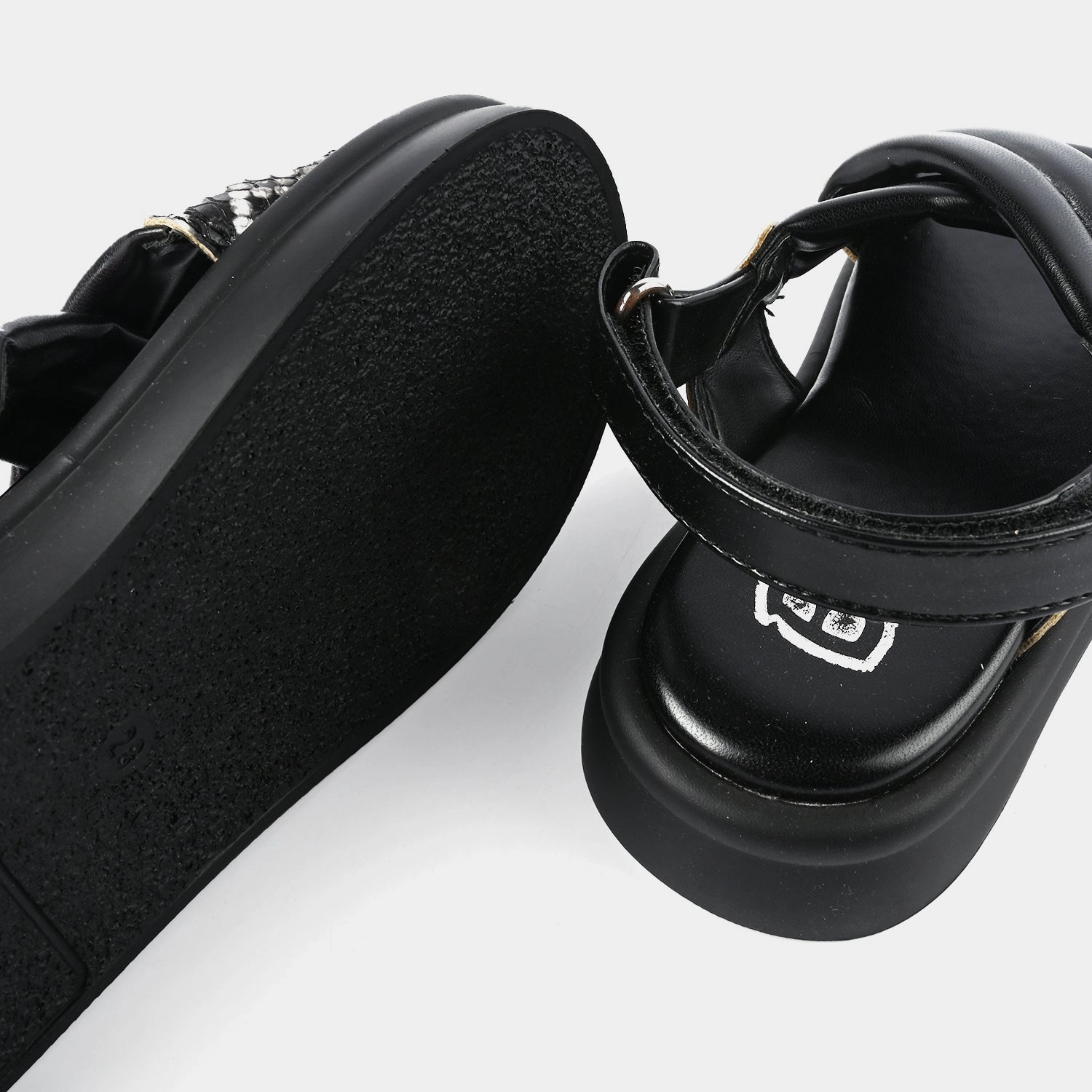 Girls Sandal ZP-024-BLACK Double Buckle Sandals