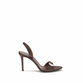Back Strap Sandals Giuseppe Zanotti Brown Silk Stiletto Heel Sandals