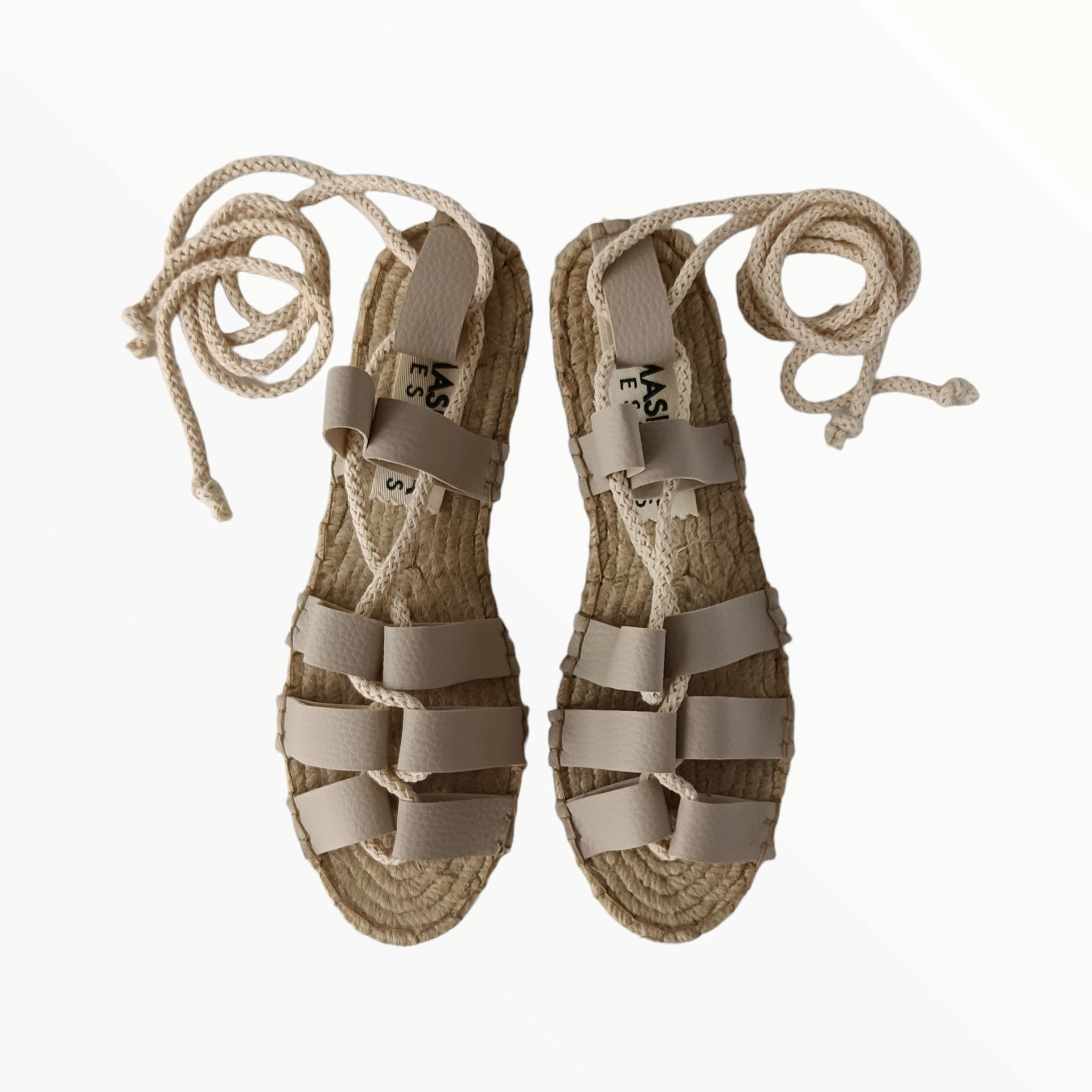 Best Luxury Flat Shoes Gladiator Sandals - Vegan Leather - Off-White - Classic Sole