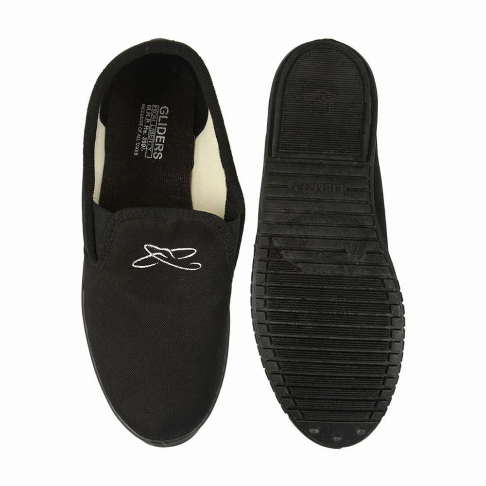 Gliders Casual Black Slip on Moccasins Shoes For Men JOGGING-E By Liberty Arch Support Casual Shoes
