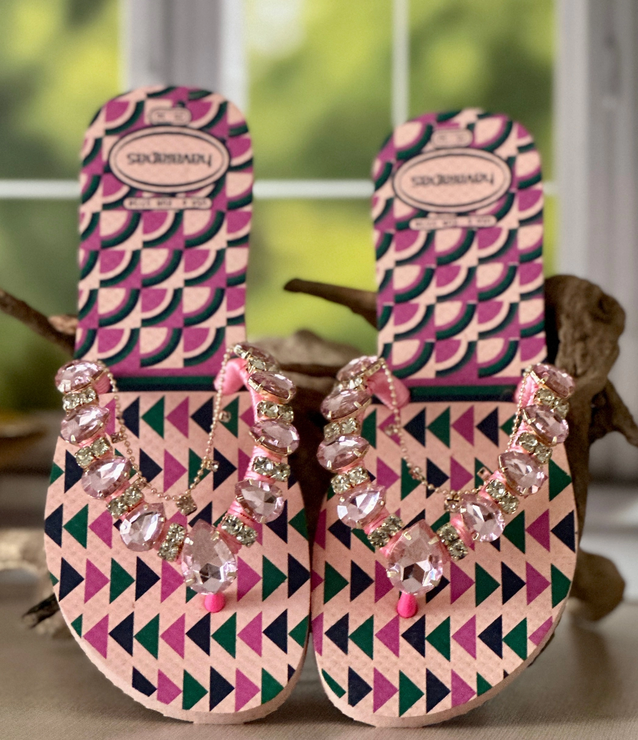 Archie Flip Flops On Sale Pink Crystal Flip Flop Elegant Summer Sandal Soft Rhinestone Shoe to Feel Feminine Delicate Beautiful Lightweight Beachwear Look