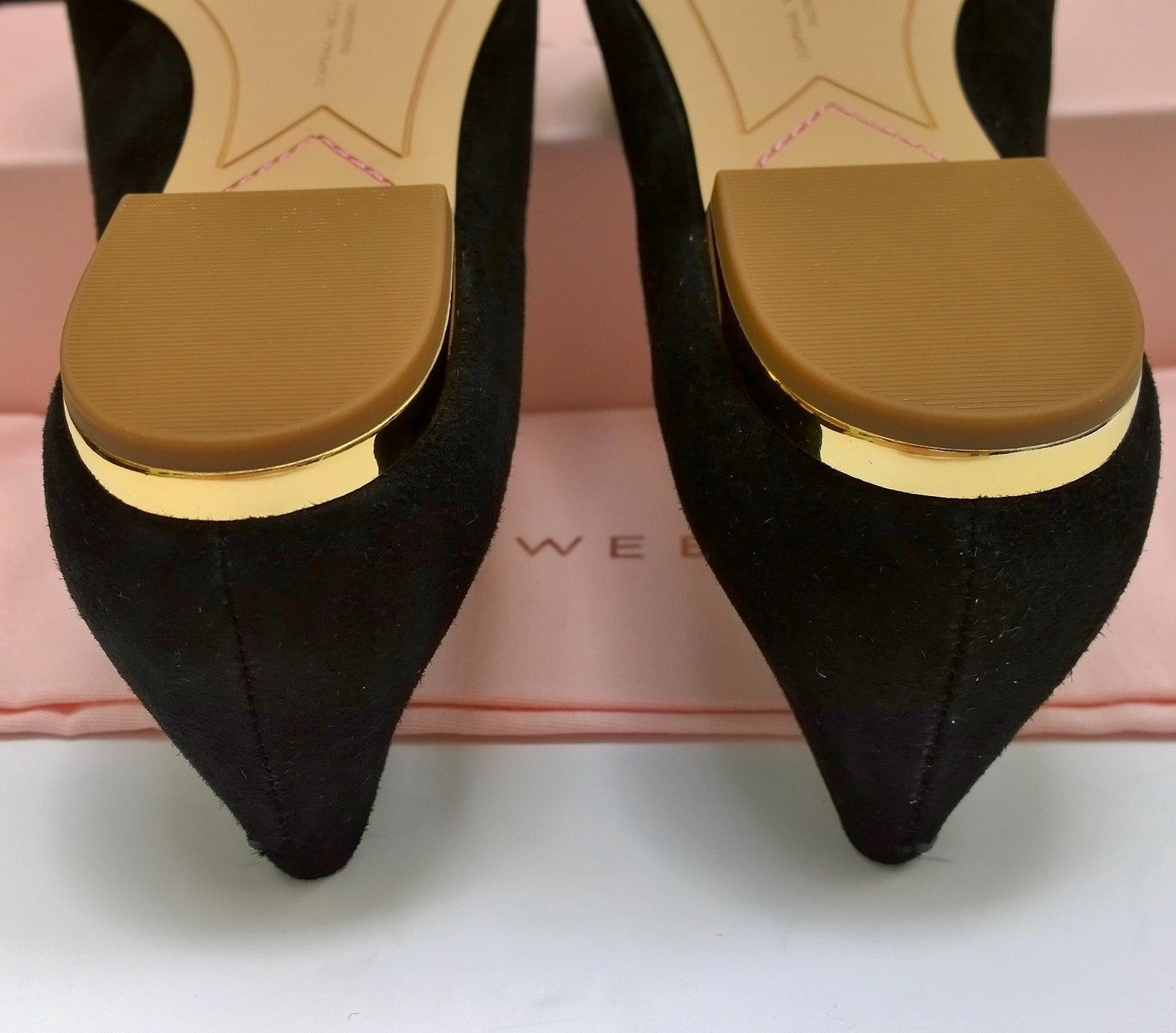 Fly Flat Shoes Sophia Webster Bibi Butterfly Black Suede with Yellow Gold Embroidery Pointy Flats Shoes