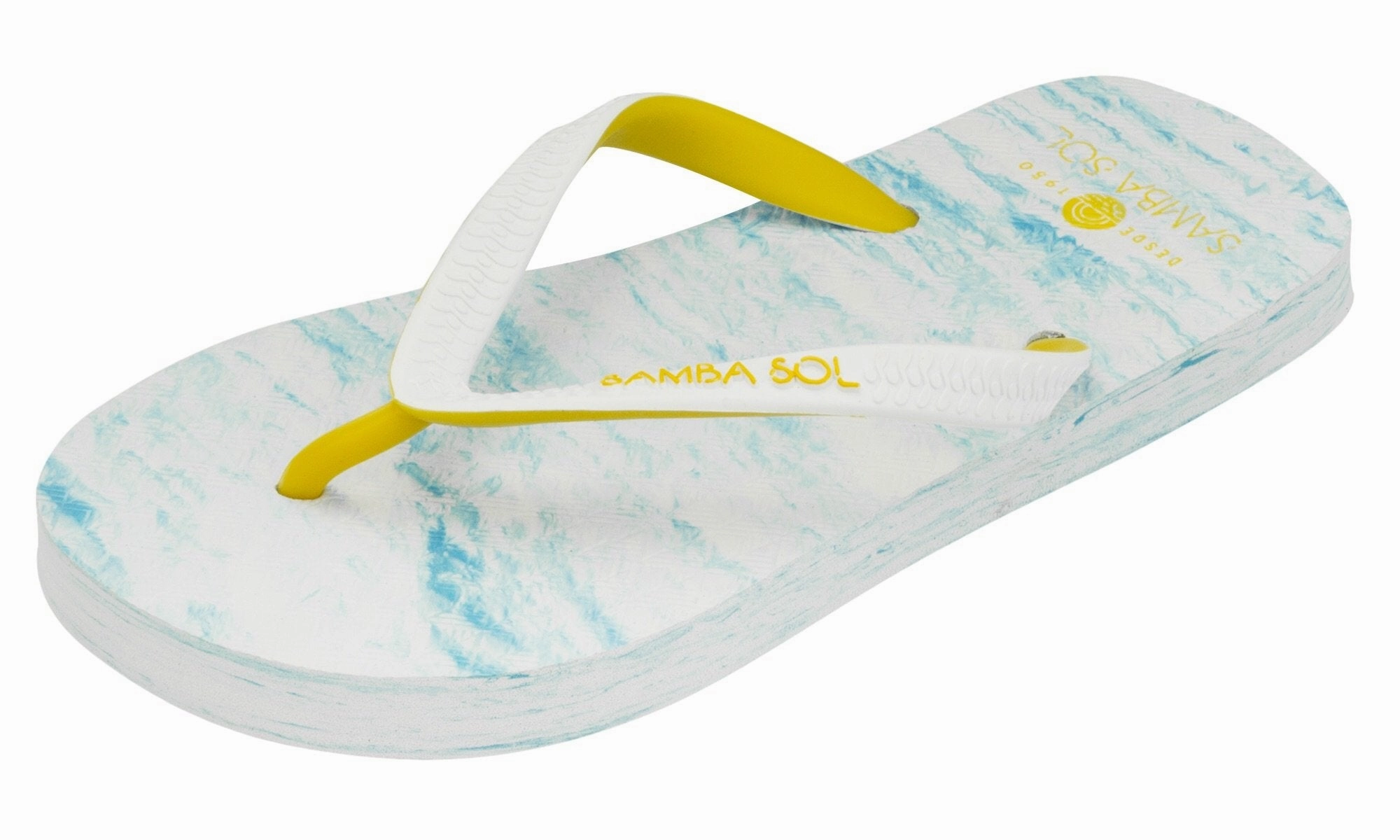 Samba Sol Kid's Beach Collection Flip Flops - Light Blue/Yellow Sandals For Golf