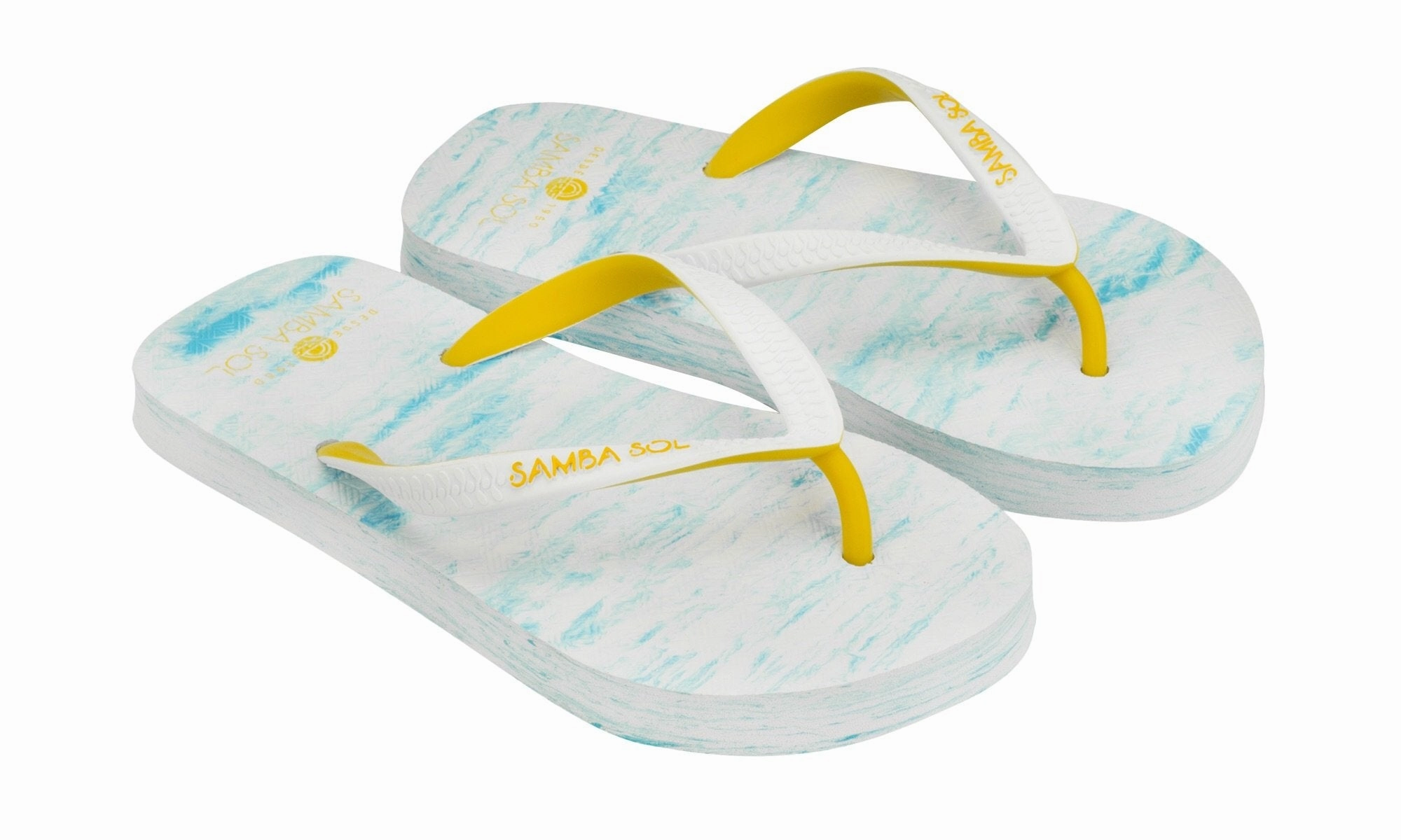 Sandals With Backs Samba Sol Kid's Beach Collection Flip Flops - Light Blue/Yellow