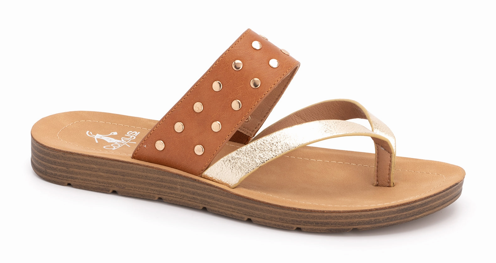 Good Luck Cognac Studded Sandal Flip Or Flop Nashville