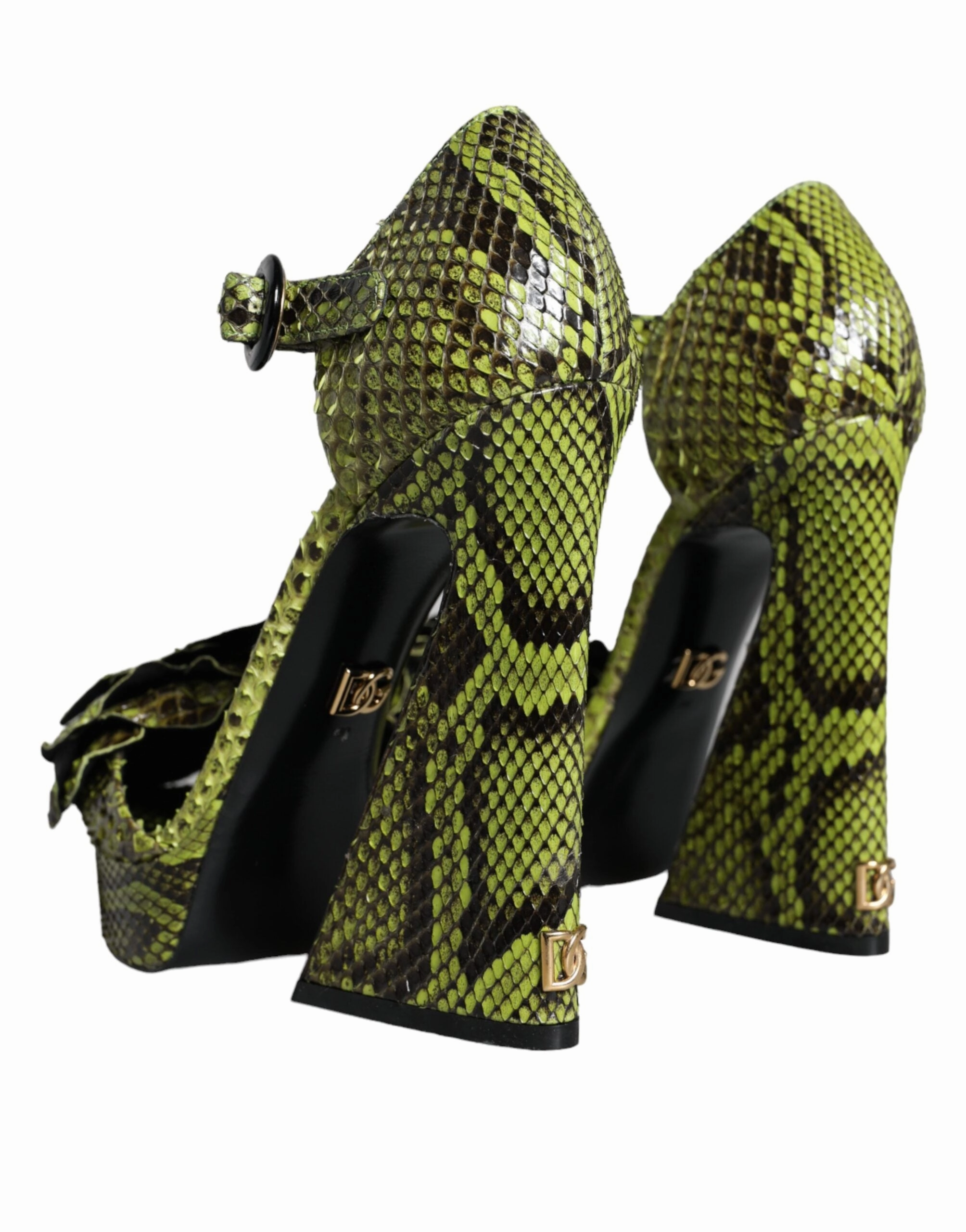 Heel Sandals Green Exotic Leather Ankle Strap Heels Sandals Shoes