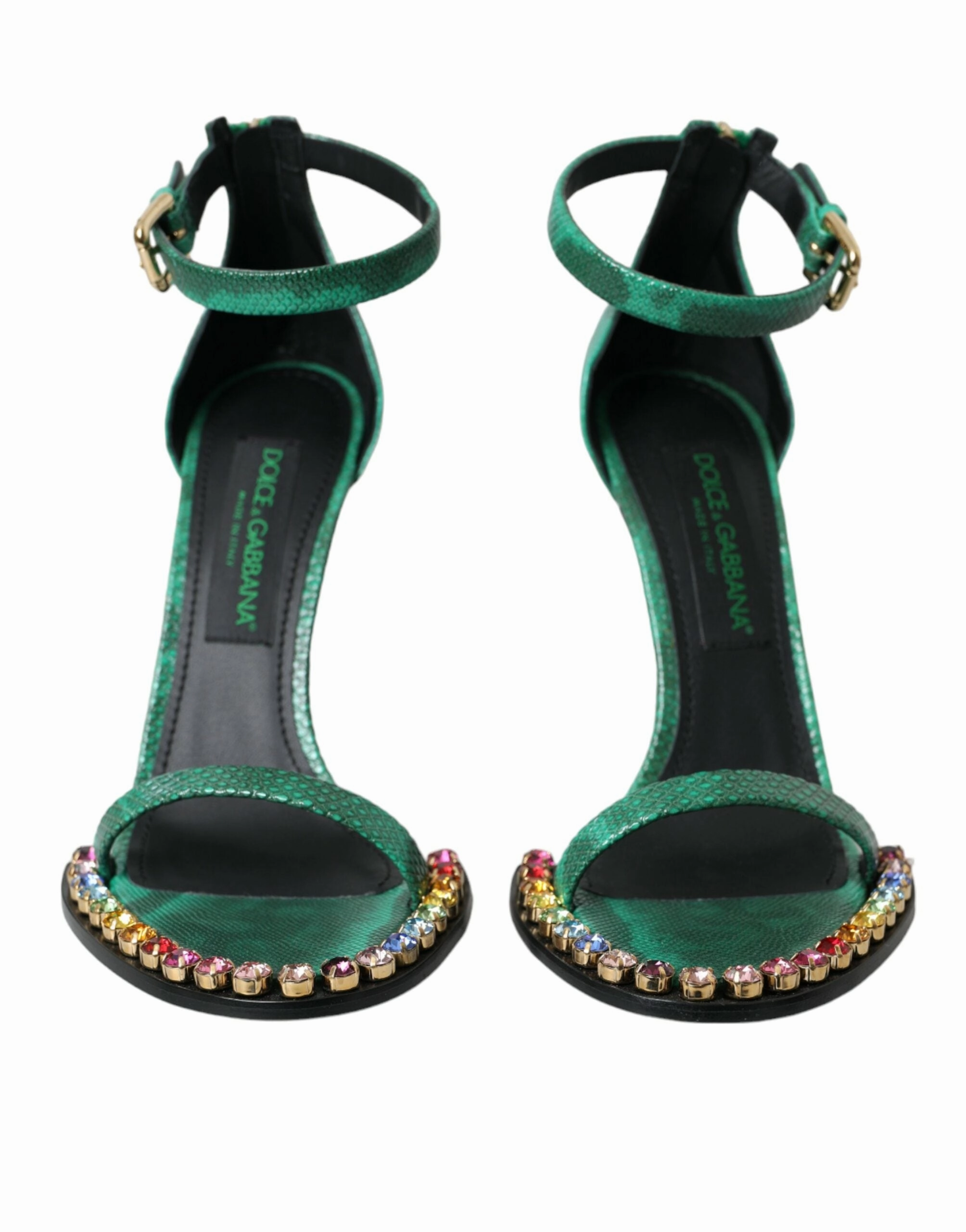 Green Exotic Leather Crystal Sandals Shoes Berkins Sandals