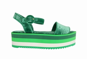Green Velvet Platform Sandals Wedges Sandals Bungalow Jamaica