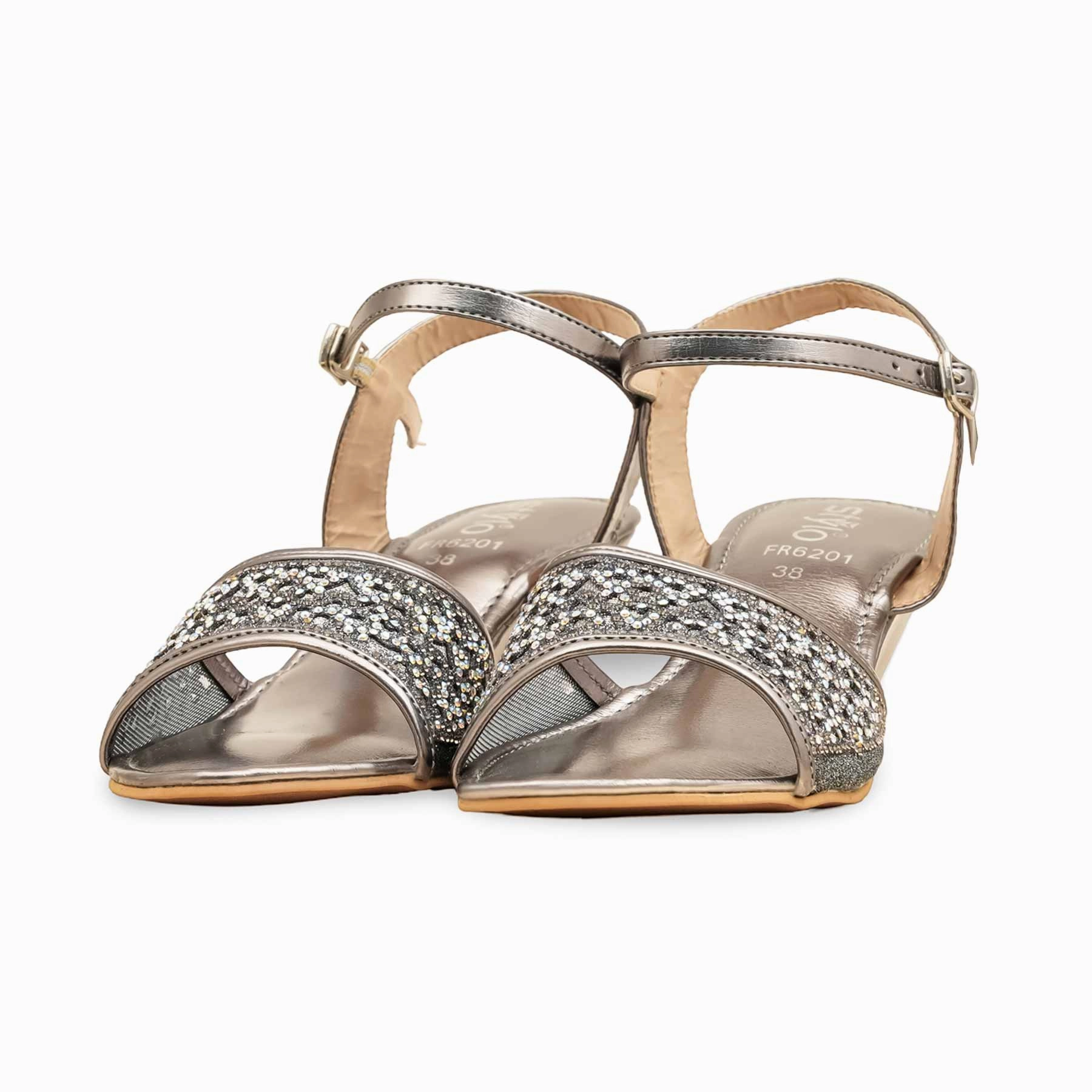 Grey Fancy Women Sandal FN6201 Comfort Dress Sandals