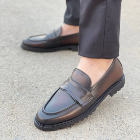 LS Pure Leather Handmade Titan SHOES CHUNKY LOAFERS LS-525 Loafers With Ankle Pants