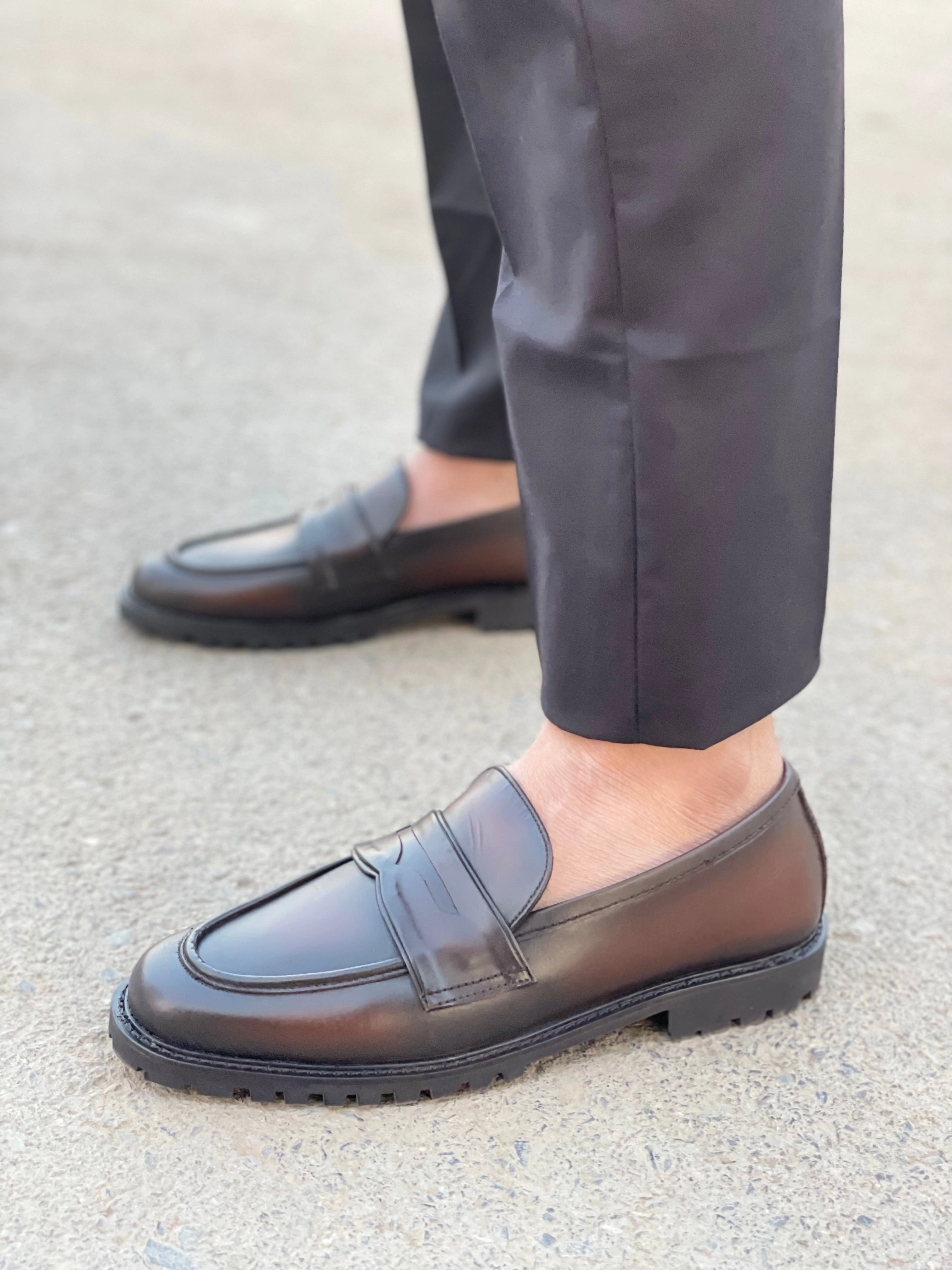 Tory Burch Ballet Loafers LS Pure Leather Handmade Titan SHOES CHUNKY LOAFERS LS-525