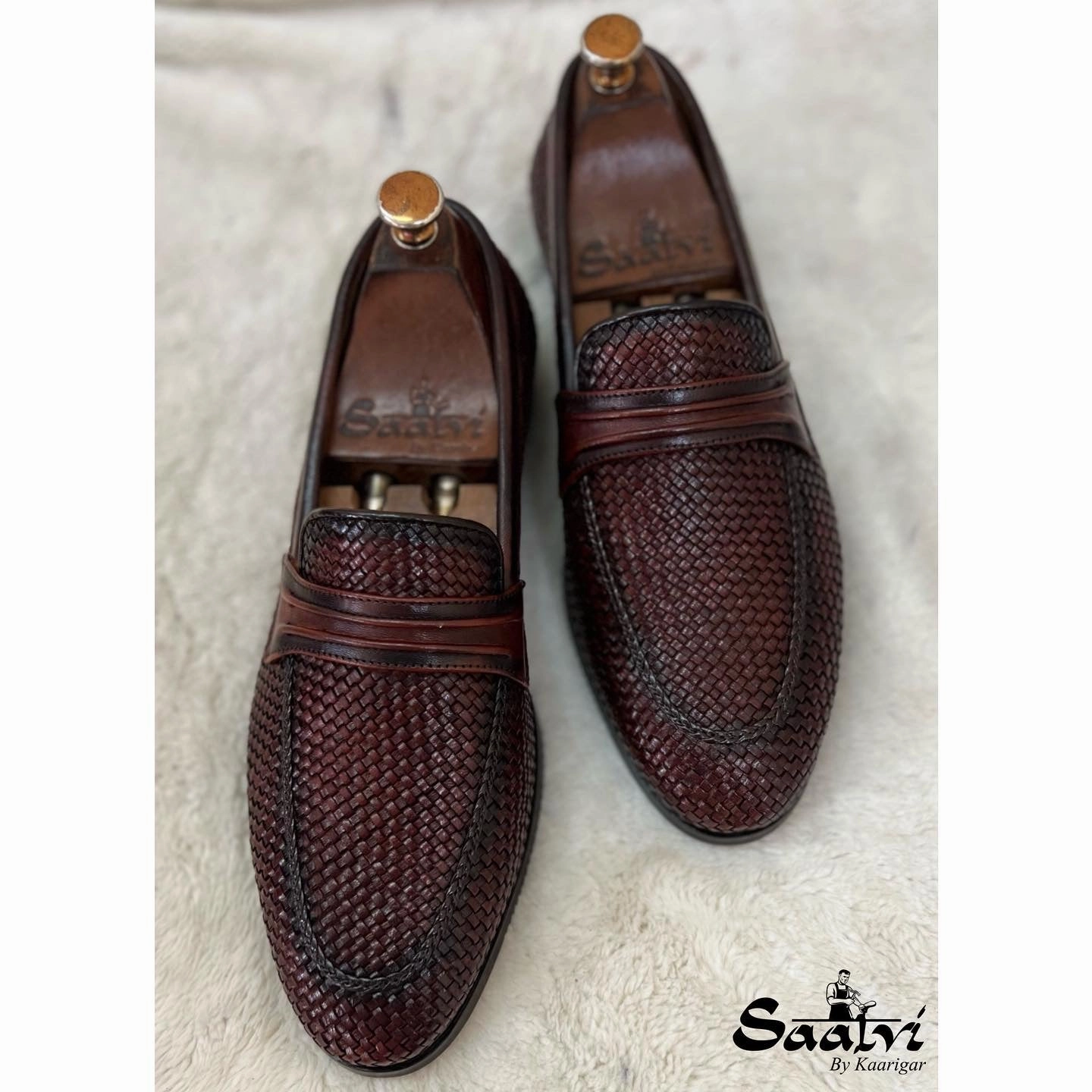 Slacks With Loafers Handwoven Loafers - Brown
