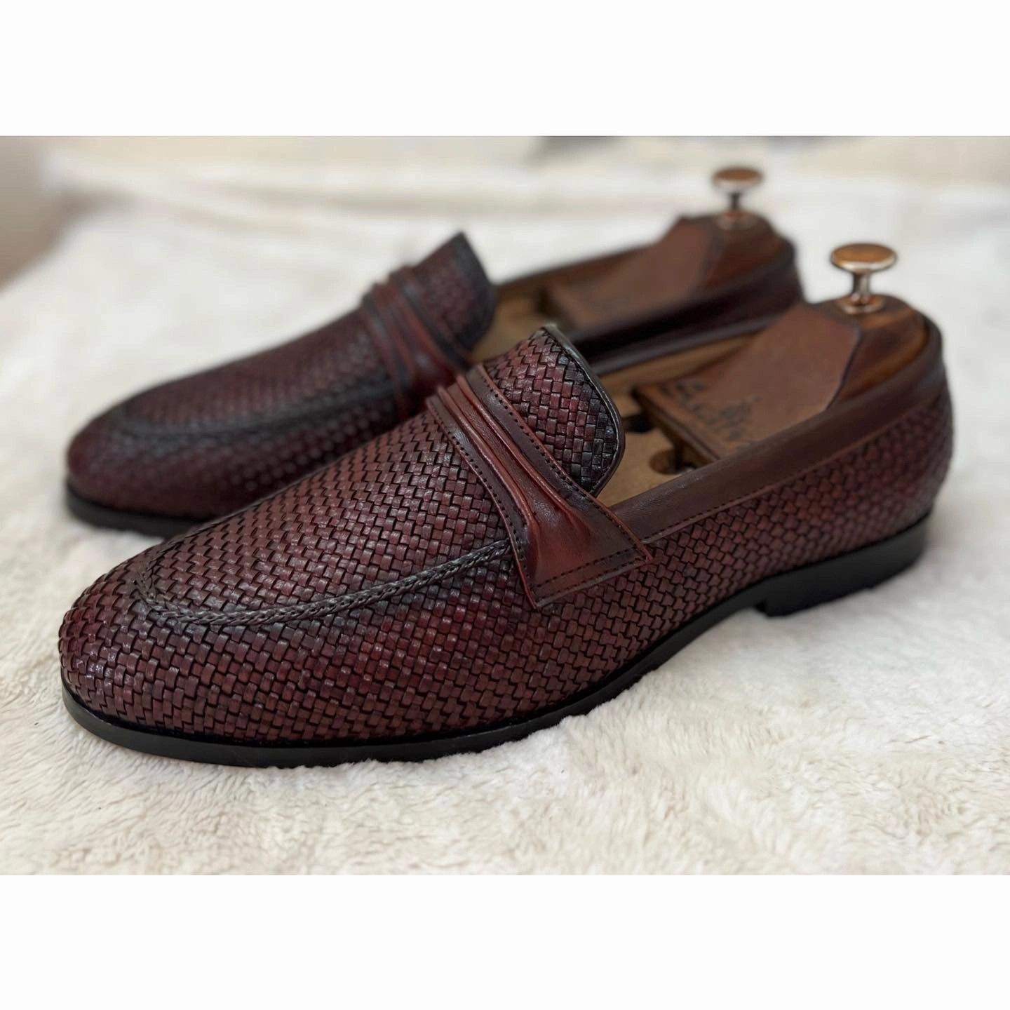 Penny Loafers Shoes Handwoven Loafers - Brown