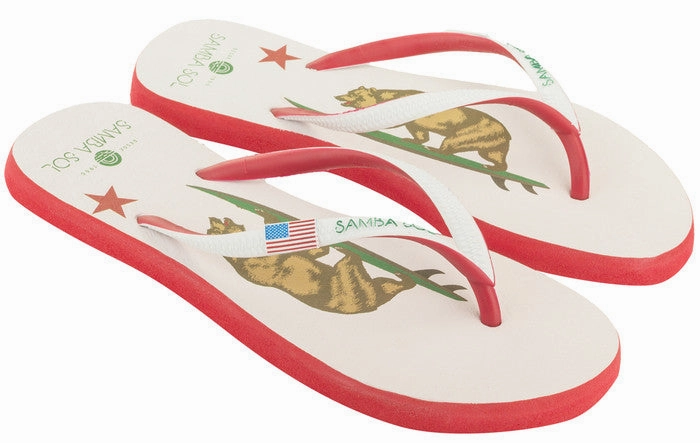 Samba Sol Women's Beach Collection Flip Flops - California Bear Minimal Flip Flops