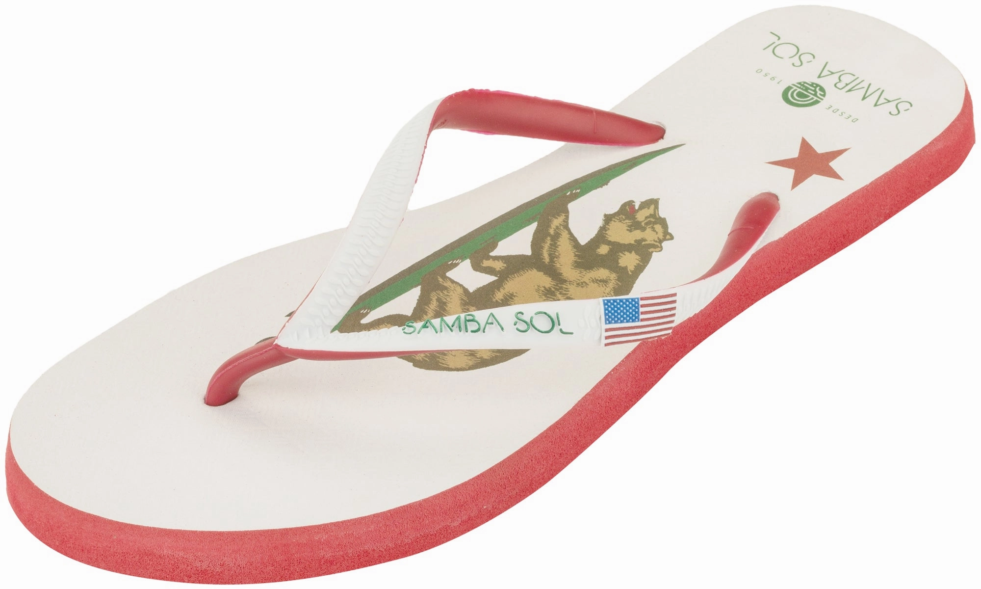 Samba Sol Women's Beach Collection Flip Flops - California Bear Usa Flip Flops