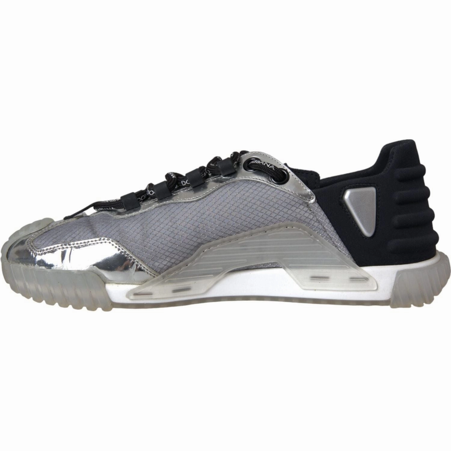 Dolce & Gabbana Silver Black Nylon NS1 Low Top Sneakers Men Shoes Sneakers With Hidden Compartment