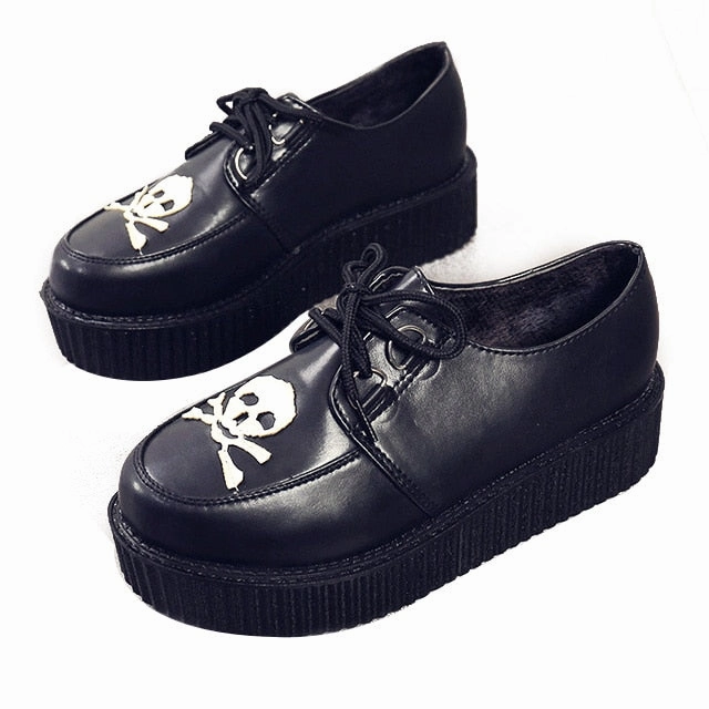 Kurt Geiger Shoes LAKESHI Creepers Women Shoes Large Size 41 Flat Platform Shoes Lace-Up Round Toe Women Flats Casual Shoes Solid Female Shoes