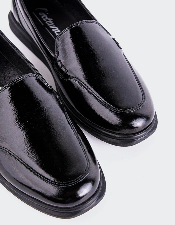 T Strap Loafers Hatley Black Naplack