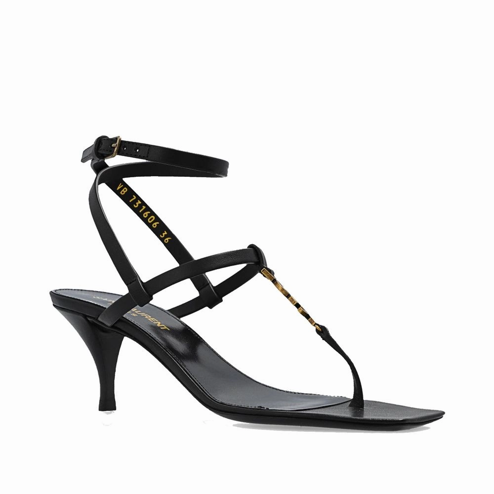 Timbs Sandals Saint Laurent Black Calfskin Stiletto Heel Sandals