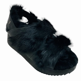 Henry Beguelin Black Fur Grattato Sandals Sas Sandals Clearance