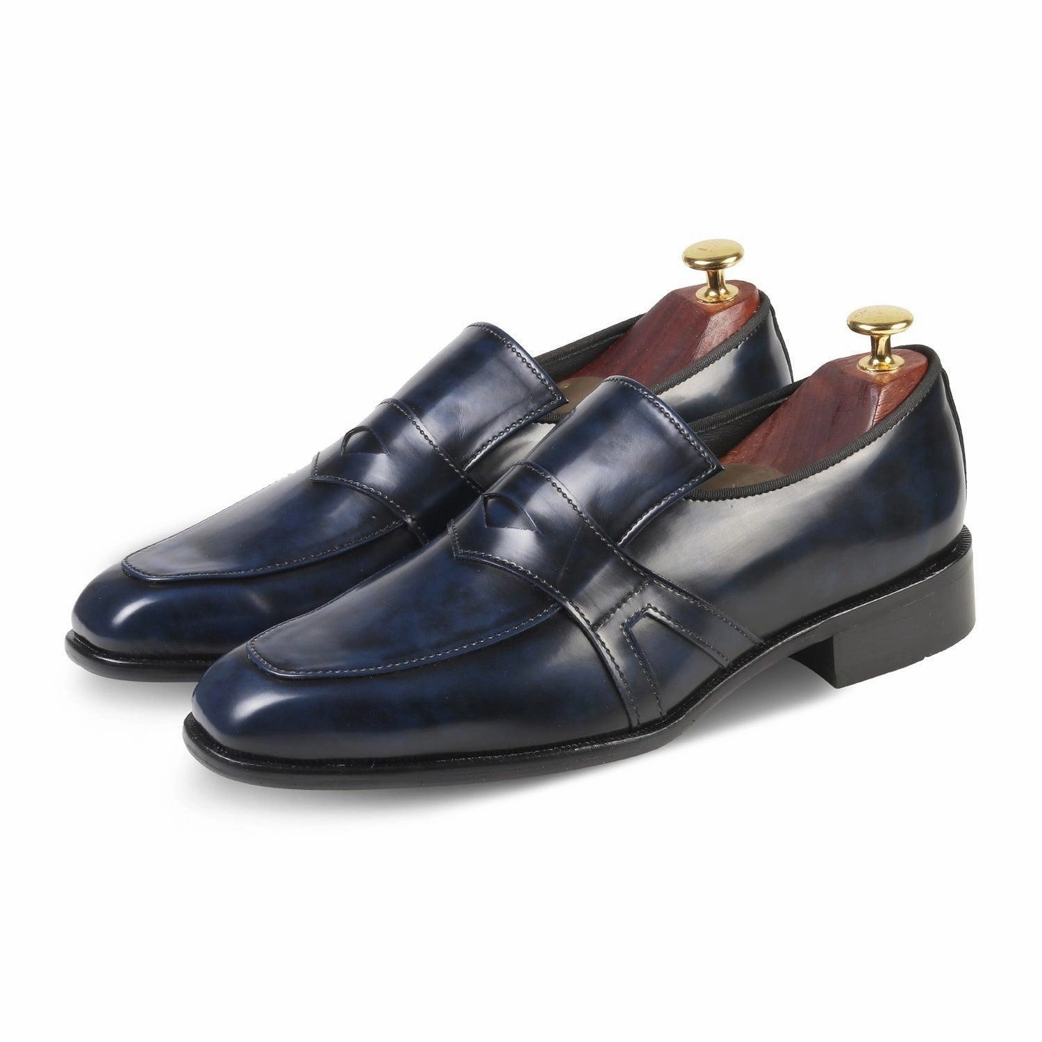HUDSON - BLUE BRUSHOFF SLIP-ON Loafers Gommino