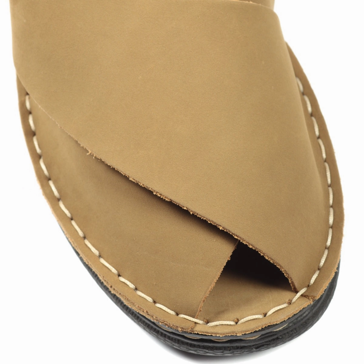 Flat Shoes With Holes Hush Puppies | Suede Fawn Peshawari for Men