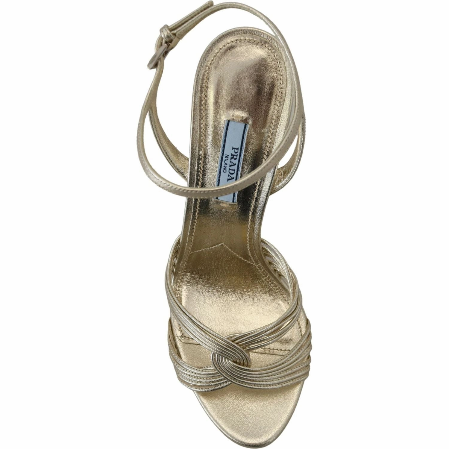 Prada Gold Leather Sandals Ankle Strap Heels Stiletto Sandal Poshmark Sandals