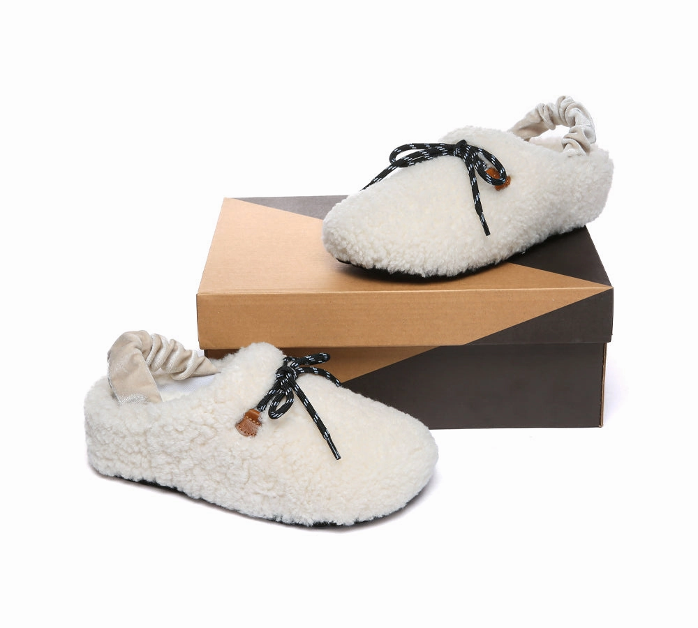 Eva Sole Slippers Sale AUSTRALIAN SHEPHERD UGG Slippers Women Curly Sheepskin Wool Slingback Barrett