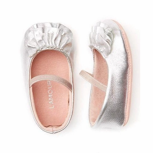 Flat Sole Shoes For Gym Infant Ballet Flats In Silver, Pink or White