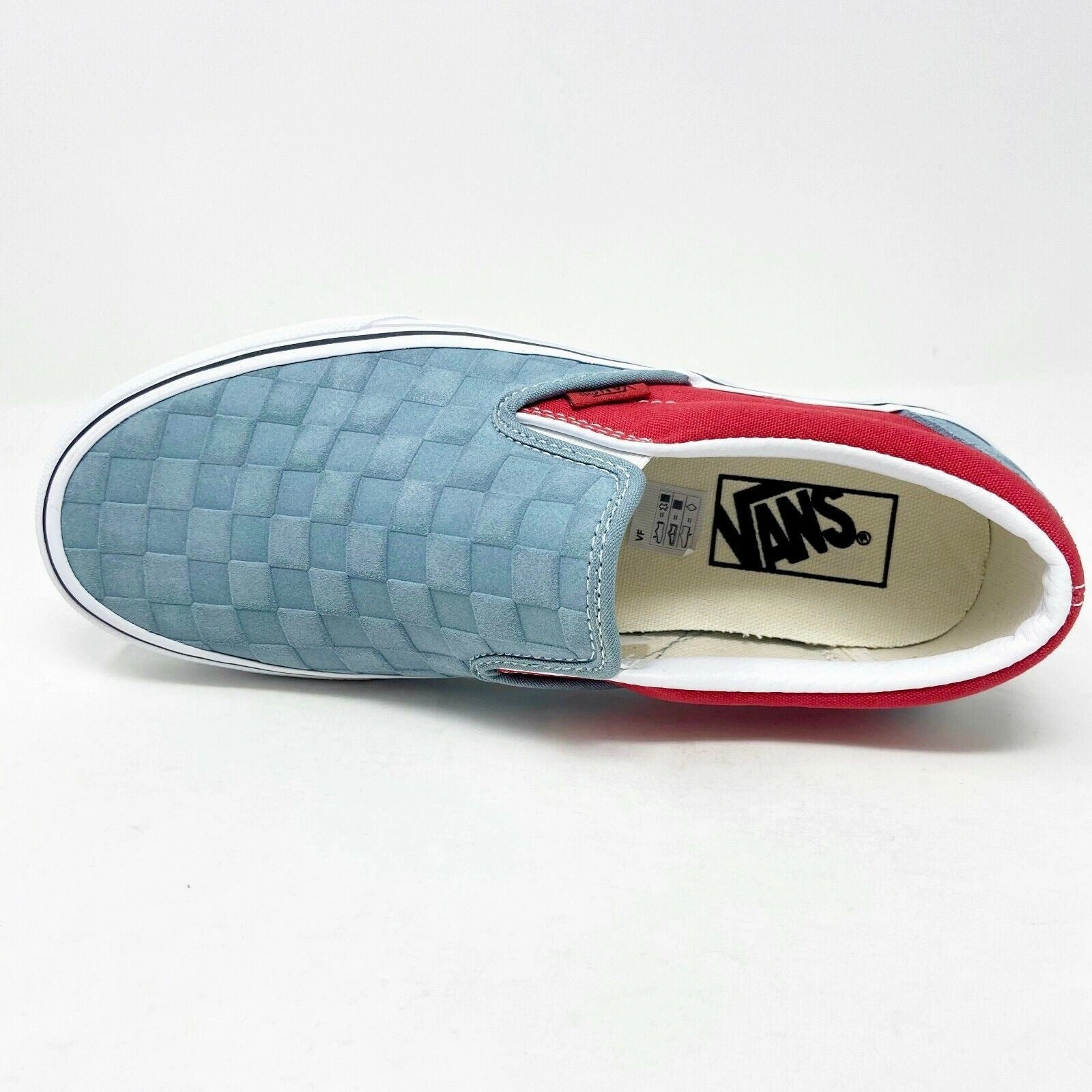 Vans Classic Slip On (Deboss Checkerboard) Grey Red Womens Casual Shoes New Casual Shoes