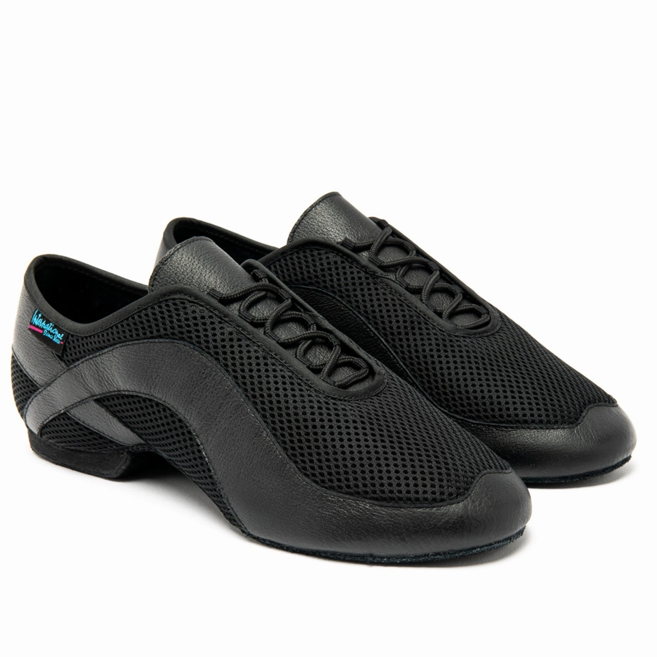 Satin Shoes International Dance Shoes, Jazz, Air Mesh/Black Leather, Flat Heel