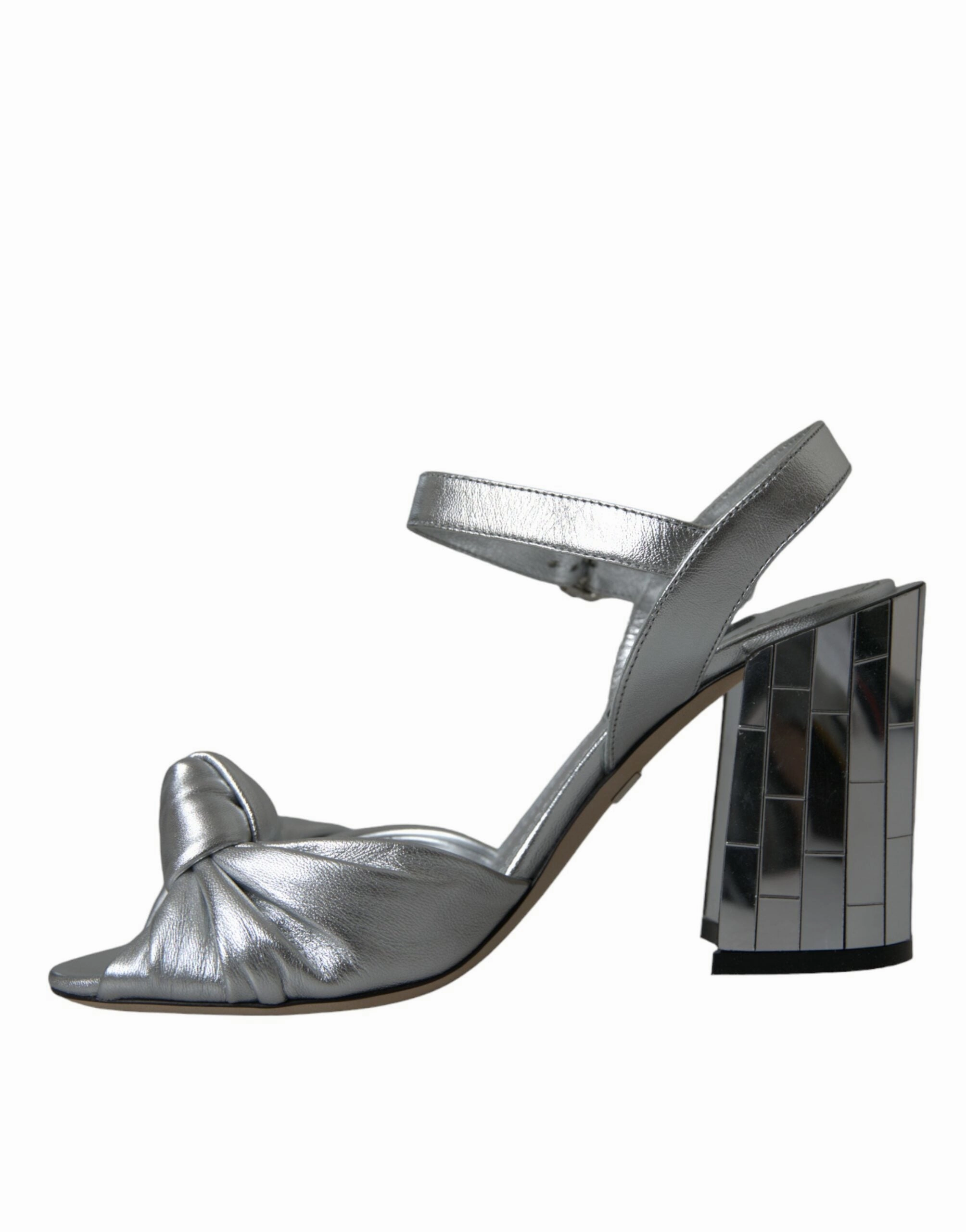 Denim Platform Sandals Silver Lambskin Leather Heels Sandals Shoes
