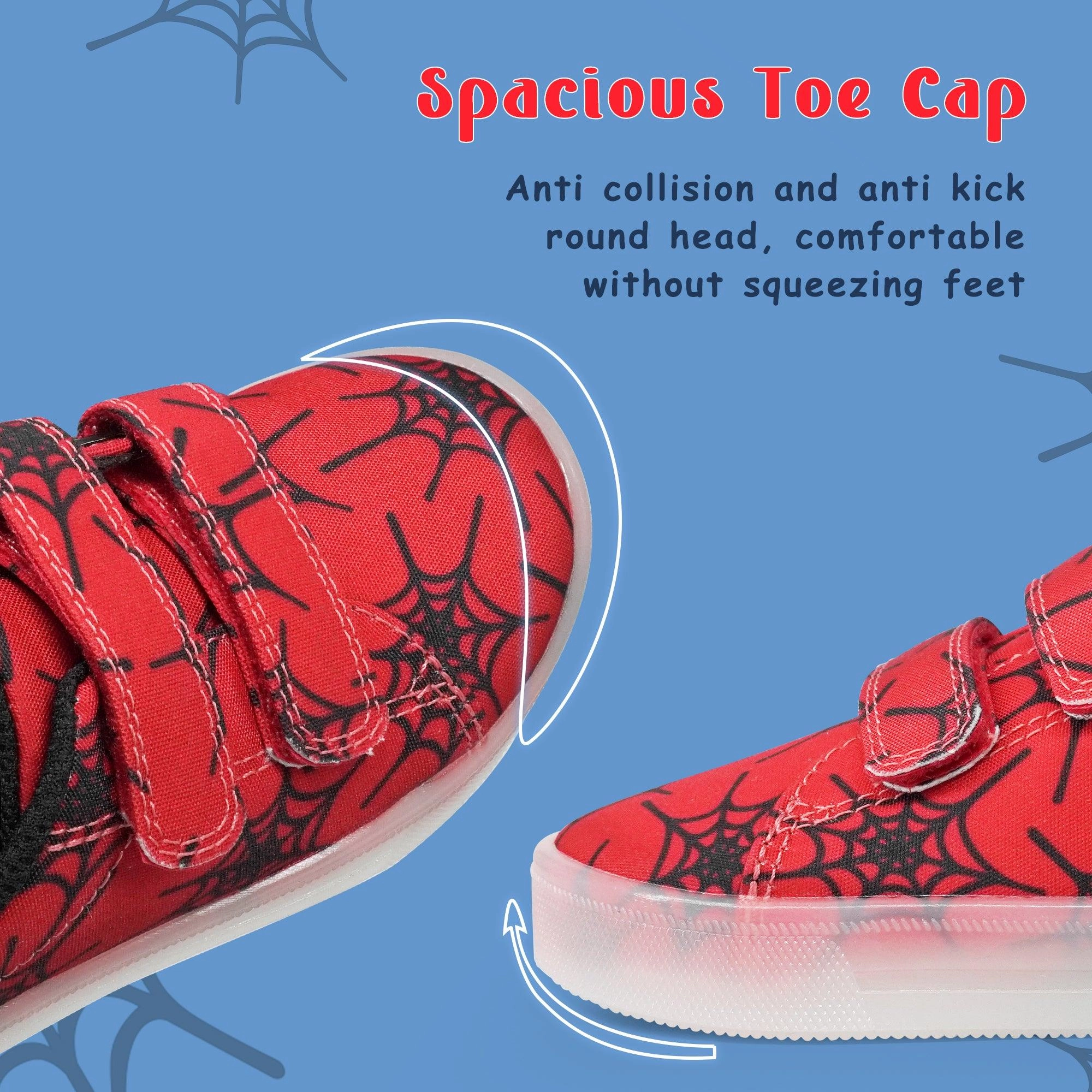 YESKIS Boys Luminous Shoes Vivaki LED Canvas Velcro Cartoon Casual Sports Shoes Red Casual Shoes Walking