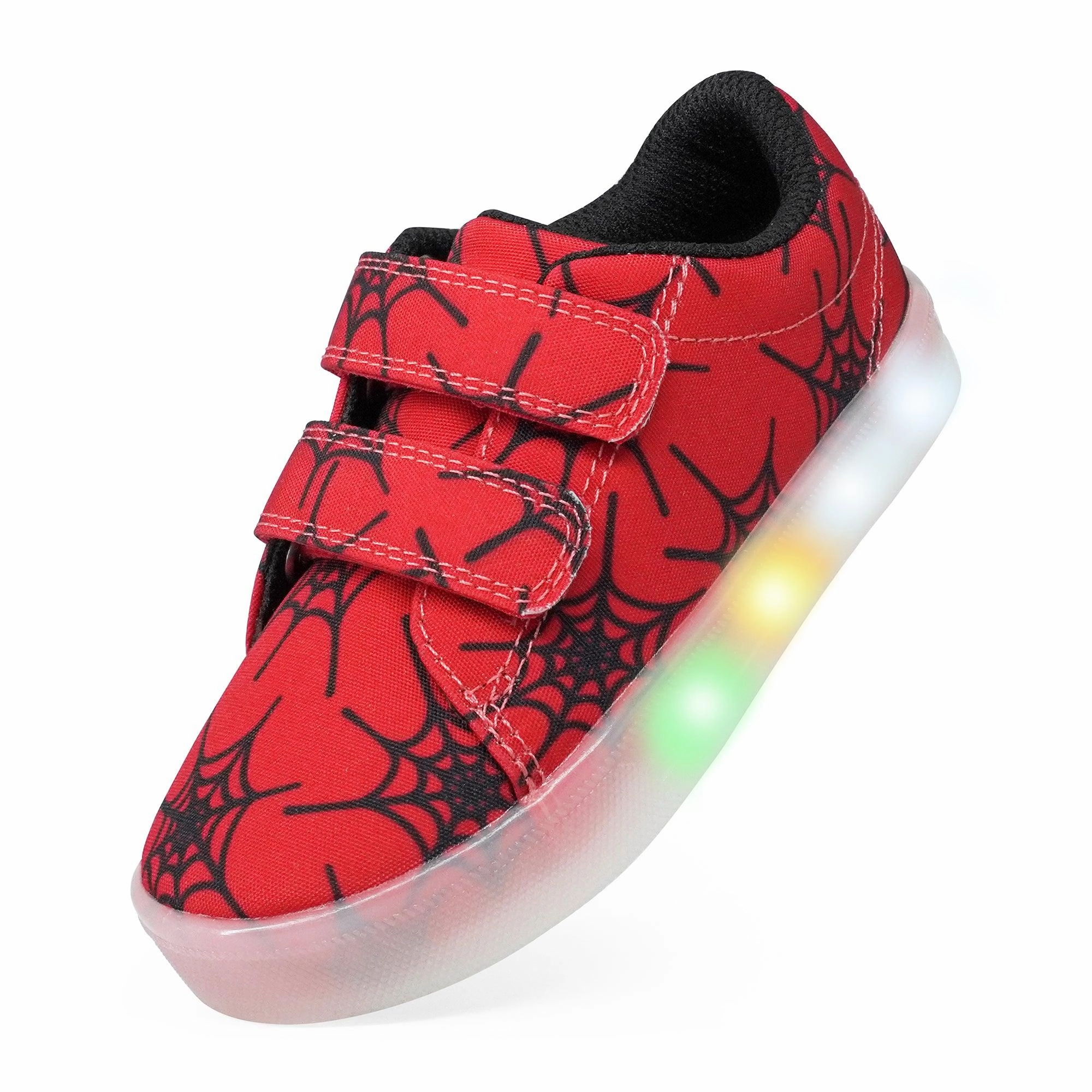 YESKIS Boys Luminous Shoes Vivaki LED Canvas Velcro Cartoon Casual Sports Shoes Red Suits With Casual Shoes