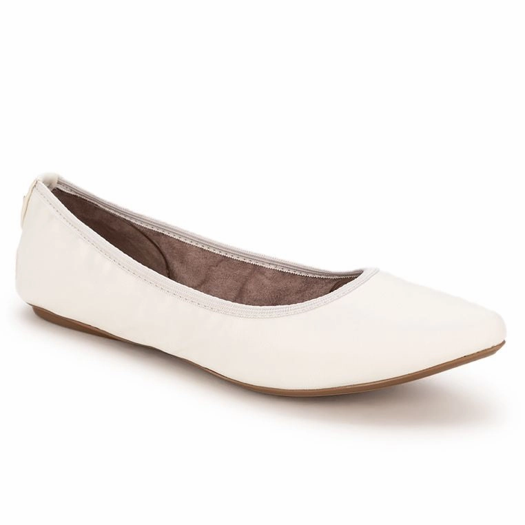 JANEY Ballet Flat Shoes - Off White Tumble Nappa Flat Shoes Petite