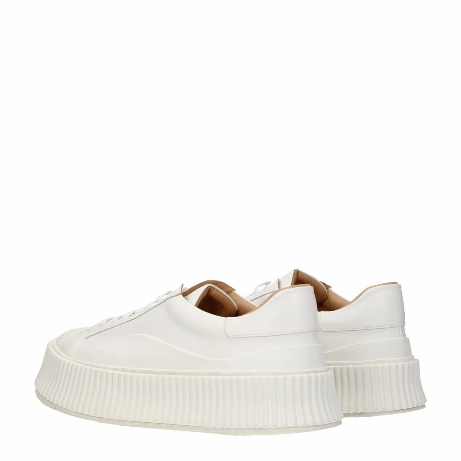 Jil Sander White Leather Platform Sneakers Suede Platform Sneakers