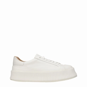 N Sneakers Jil Sander White Leather Platform Sneakers