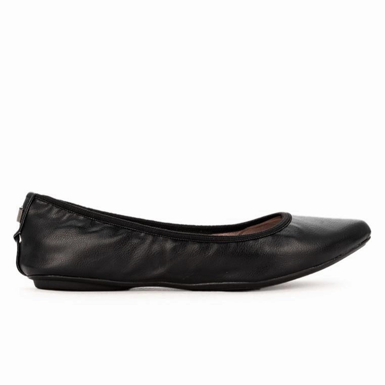 Flat Walking Shoes JANEY Ballet Flat Shoes - Black Tumble Nappa