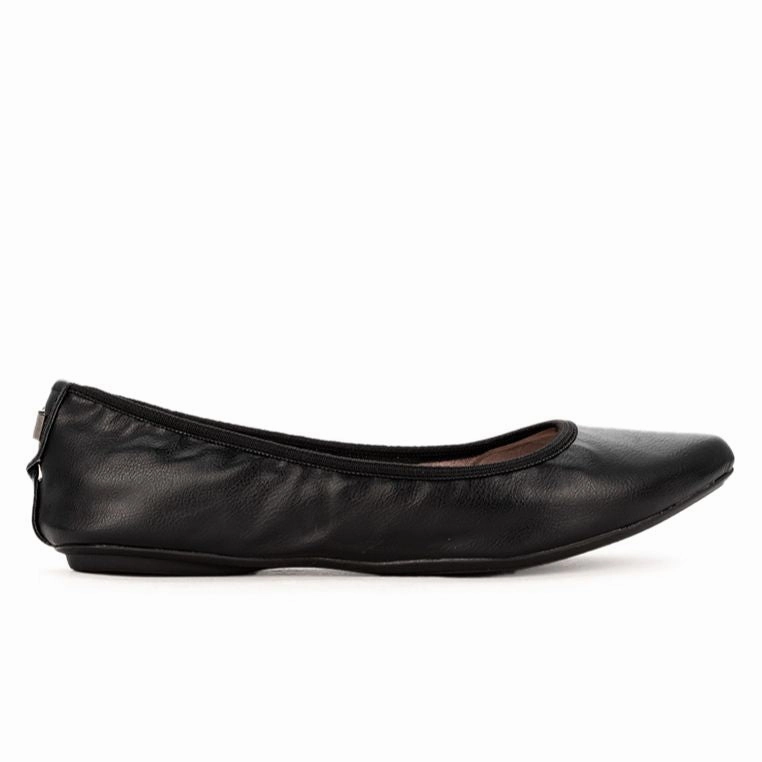JANEY Ballet Flat Shoes - Black Tumble Nappa Mercurial Flat Shoes