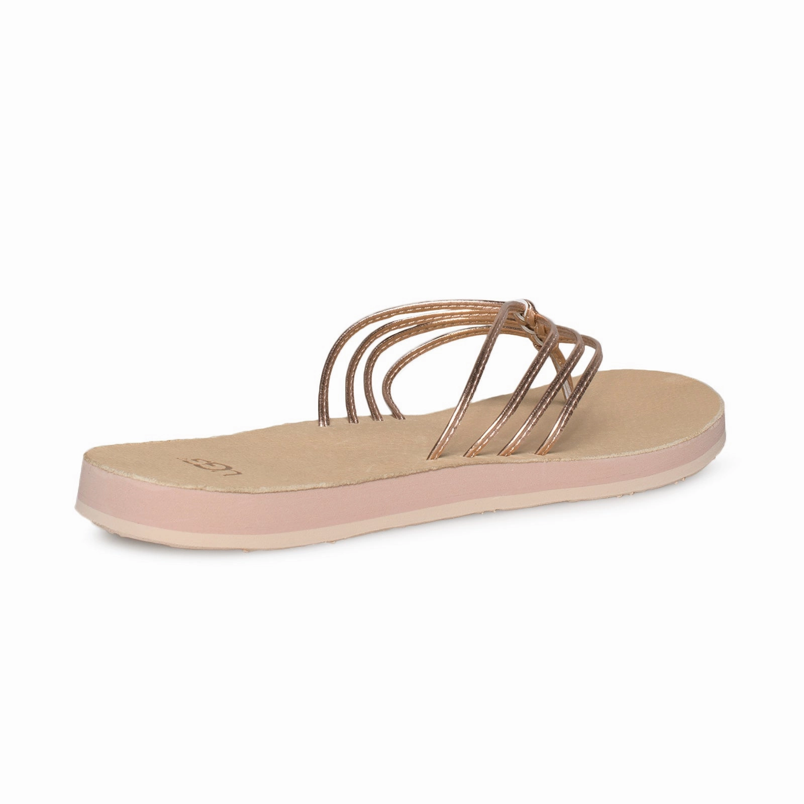 UGG Heina Metallic Rose Gold Flip Flops - Women's Bow Flip Flops