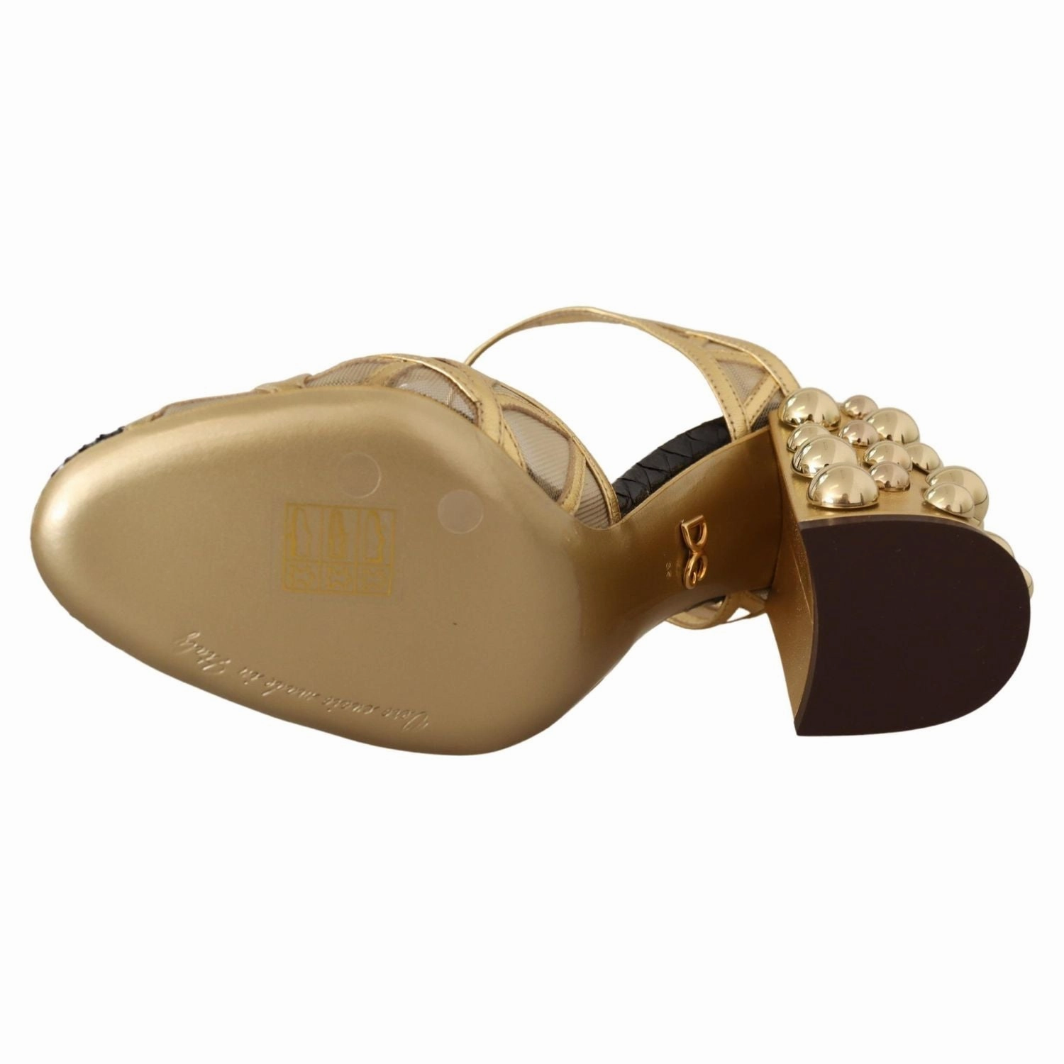 Cowboy Boot Sandals Dolce & Gabbana Black Gold Leather Studded Ankle Straps Shoes