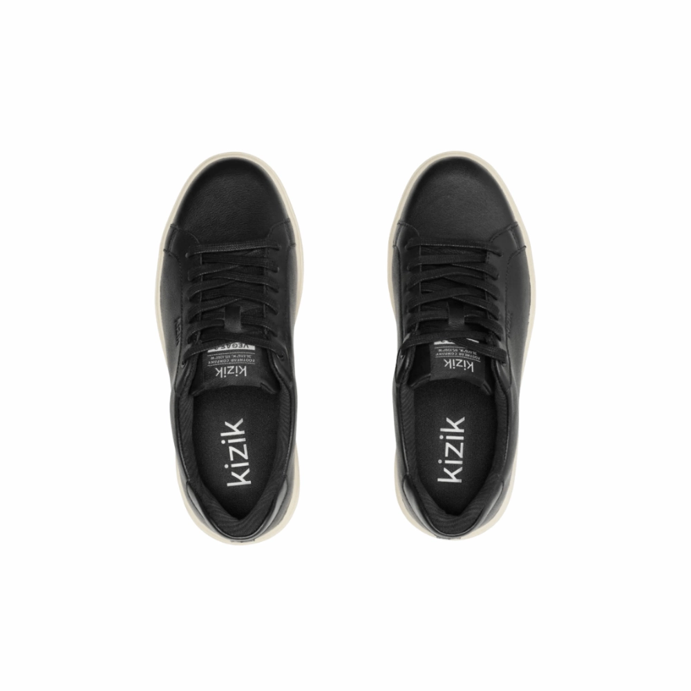 Best Dressy Sneakers Kizik Womens Vegas 2  Hands-Free Leather Sneakers - Black Pristine