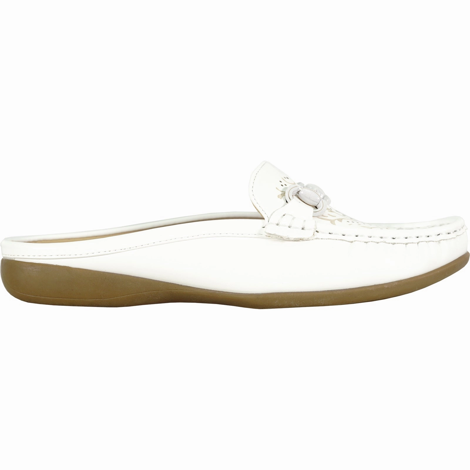 KOZI Women Comfort Casual Shoe ML3251 Mule Flat Sandal White Flat Ball Shoes