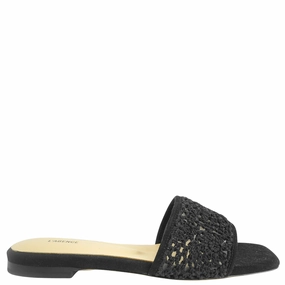 Flat Heel Running Shoes L'Agence Armelle Crochet Slide Sandals in Black