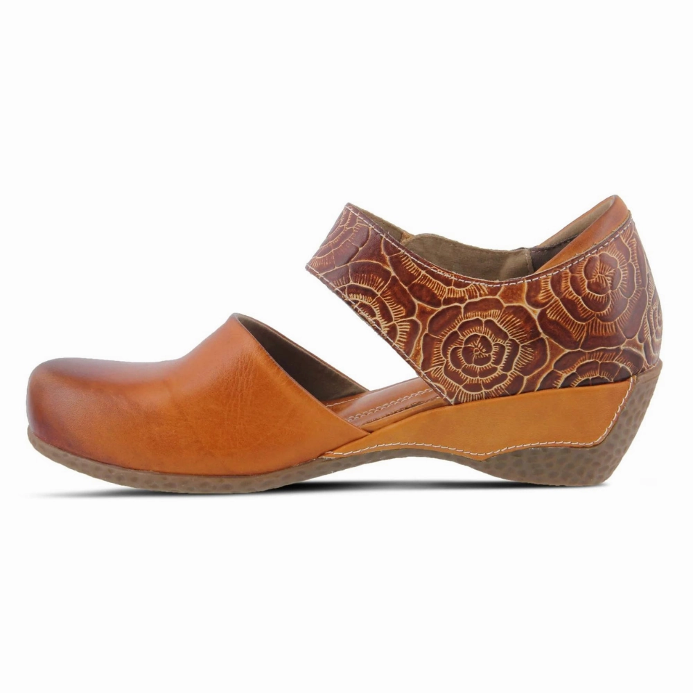 L'Artiste By Spring Step Gloss-Pansy Camel Leather Mary Jane (Women's) Boot Casual Shoes