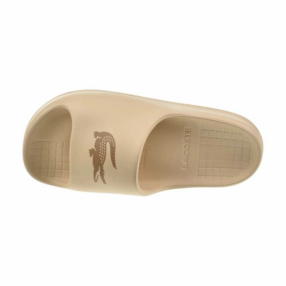 Outdoor Waterproof Slippers Lacoste Serve Slide 2.0 Men's Slides Off White/Tan 749cma0024-53s