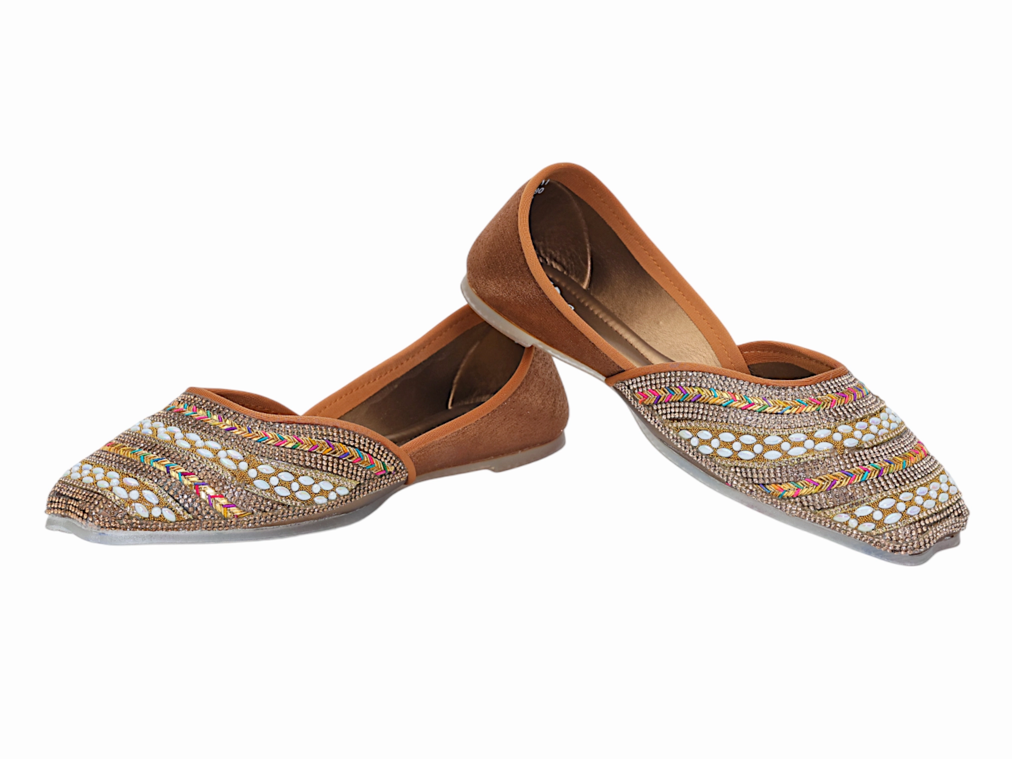 Ladies Flat Mojari Shoe 386117 Flat Canvas Slip On Shoes