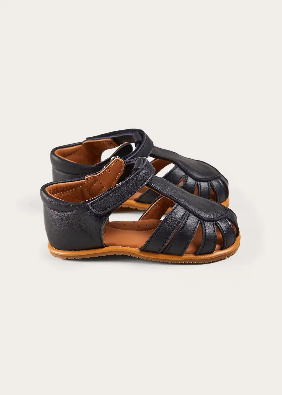 Leather Fishermans Sandals in Navy (21-27EU) Leather Walking Sandals